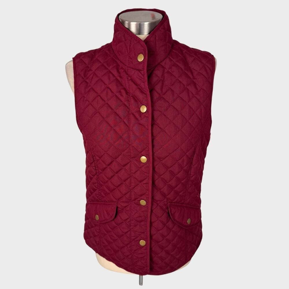 G.H. Bass Small Quilted Snap Front Vest 100% Polyester Maroon Red